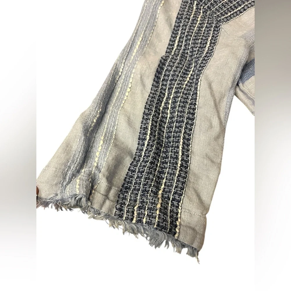 Anthropologie Cloth and Stone Linen Bella Dahl 3/4 sleeve Frayed Hem Top Sz M - Picture 4 of 9